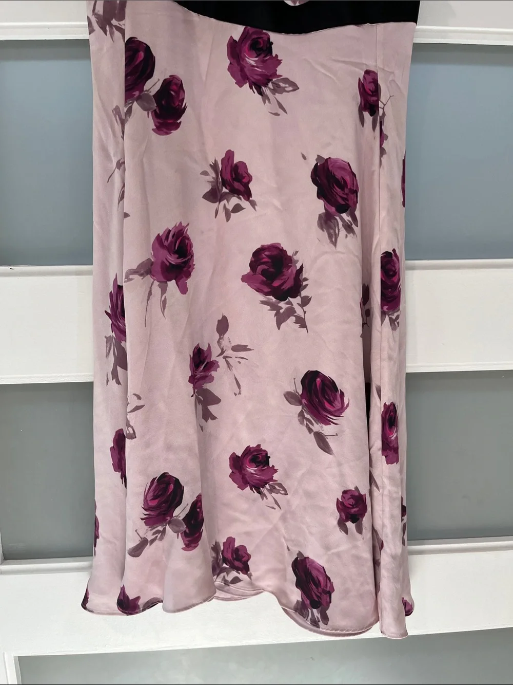 kate spade Pink Floral Midi Dress with Black Waistband